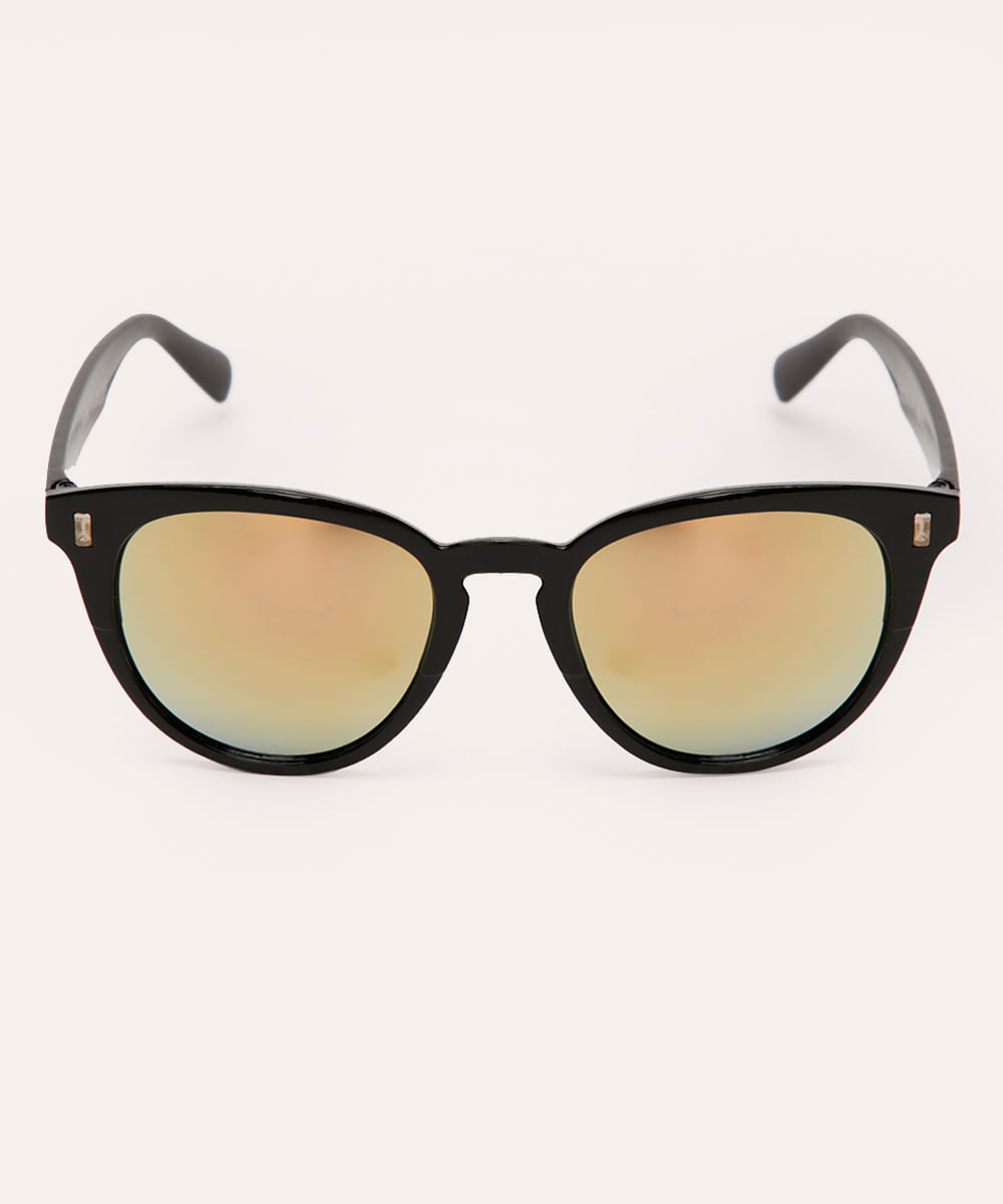 óculos de sol oval preto
