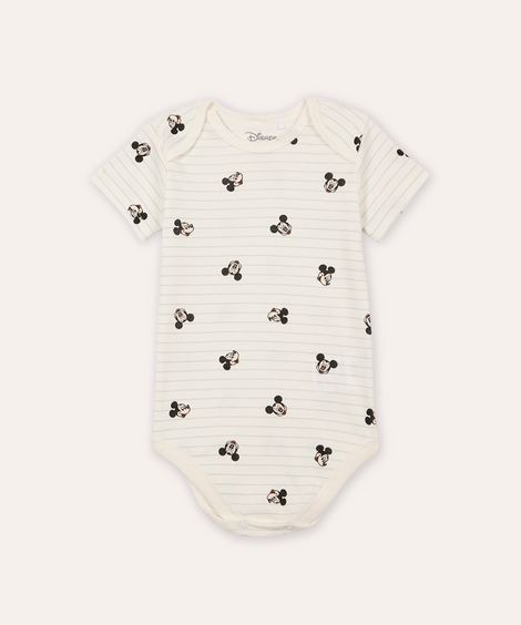 body de algodão infantil mickey listrado off white