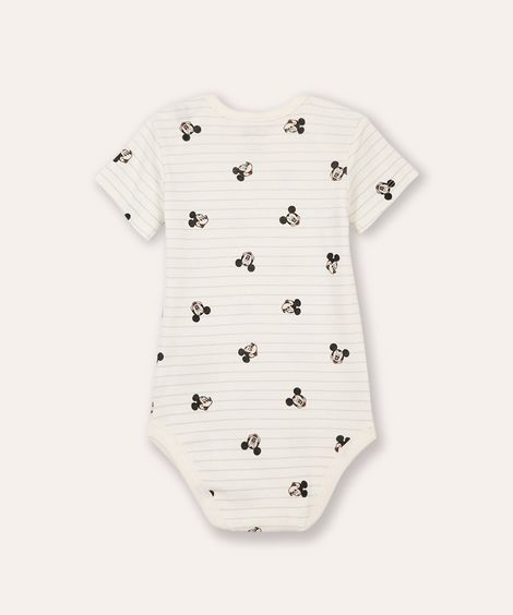 body de algodão infantil mickey listrado off white