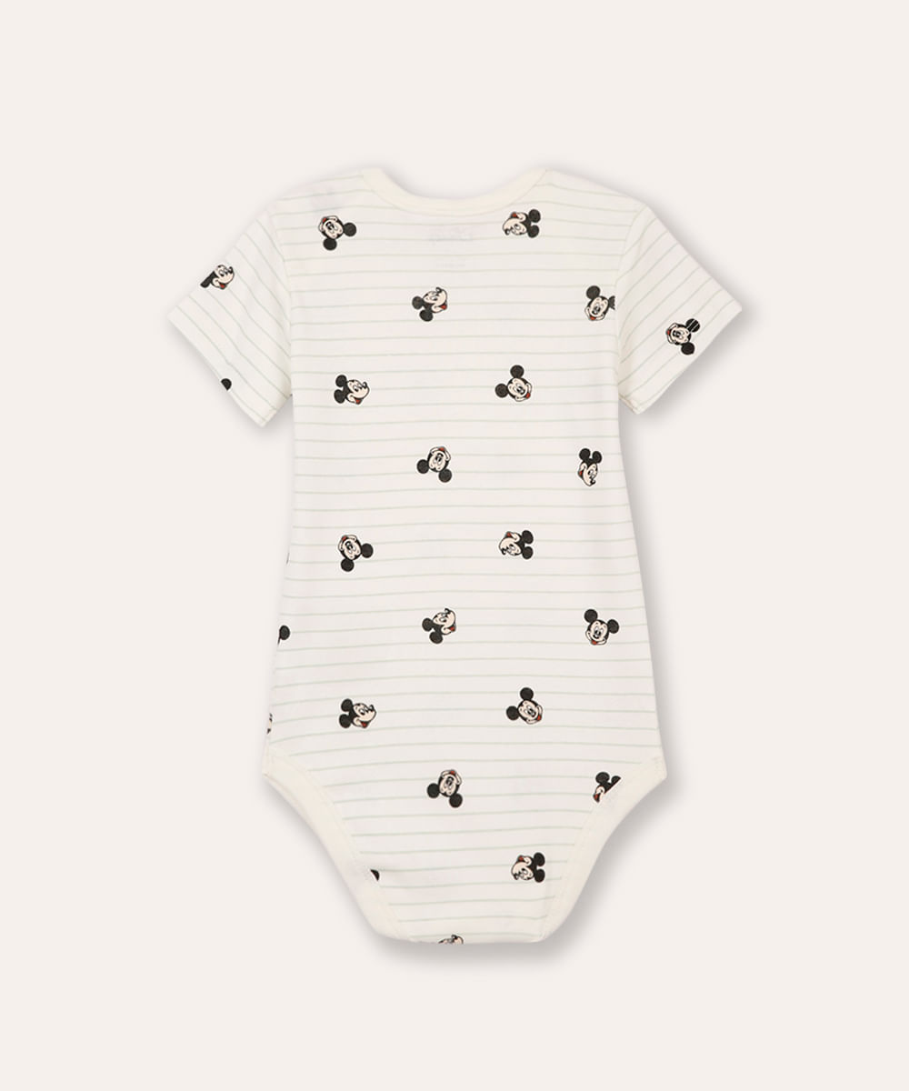 body de algodão infantil mickey listrado off white