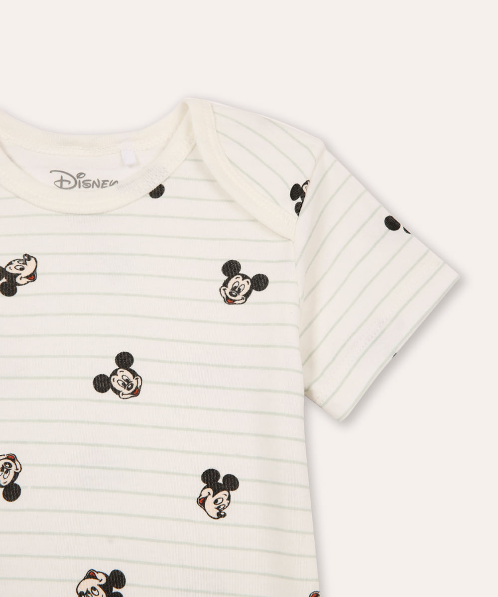 body de algodão infantil mickey listrado off white
