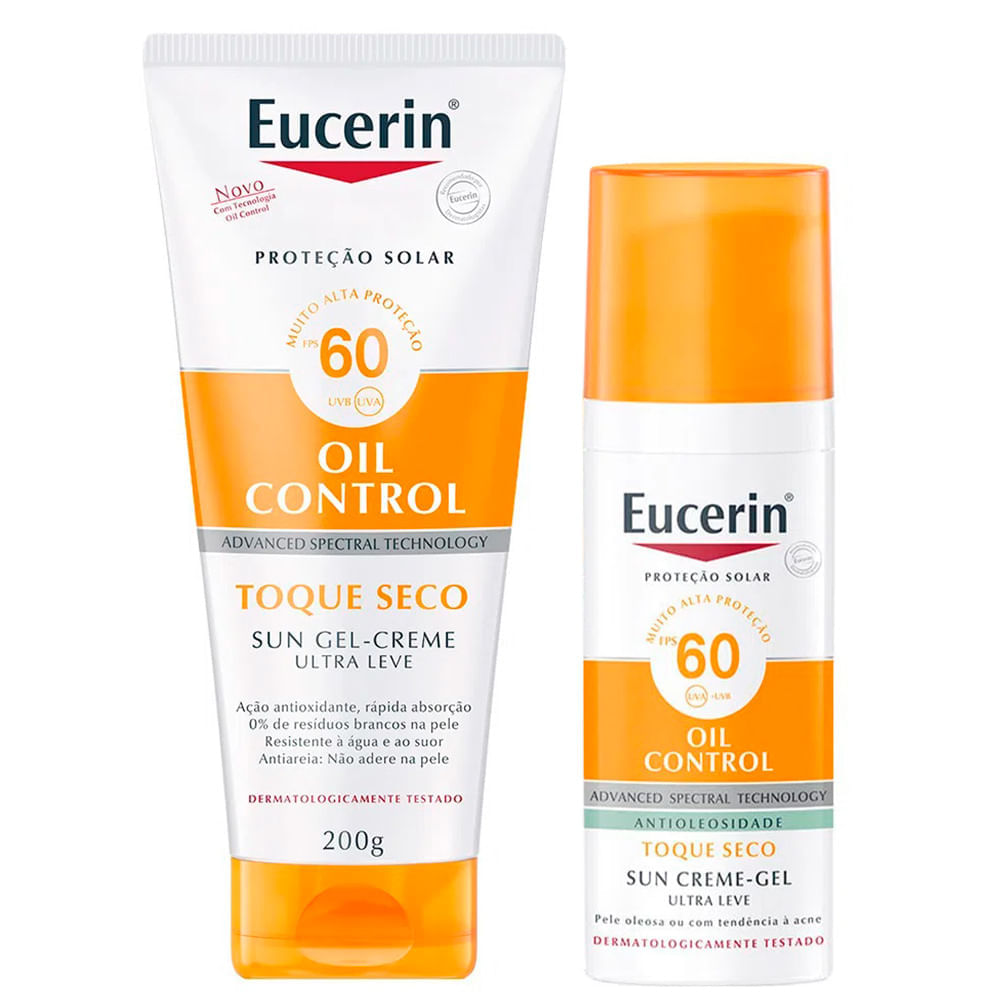 Eucerin Kit - Protetor Solar Corporal Toque Seco FPS60 + Protetor Solar Gel-Creme Oil Control FPS60