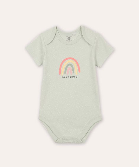 body de algodão infantil arco íris poá verde