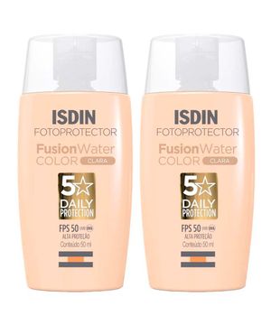 Isdin Fusion Water 5 Stars Color Kit com 2 Unidades – Protetor Solar Facial com Cor FPS50 – 50ml – Clara