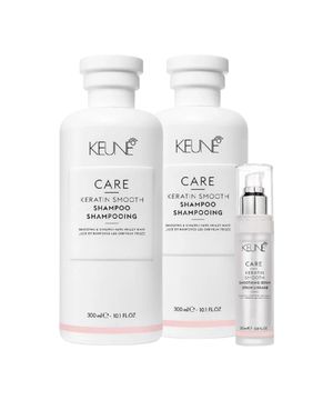 Kit Keune Care 2x Keratin Smooth Shampoo 300ml, Smooth Serum 25ml