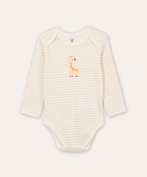 body de algodão infantil girafa listrado off white