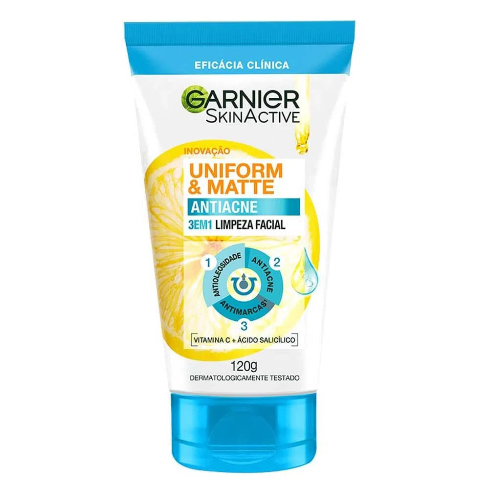 Encontraproduto.com.br - Garnier Skin Uniform & Matte Kit - Sabonete Facial 3 em 1 + Gel de Limpeza Facial