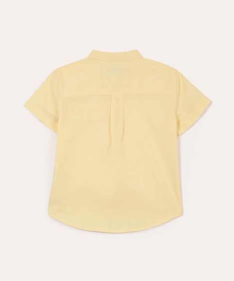 camisa infantil manga curta gola padre com bolso amarela