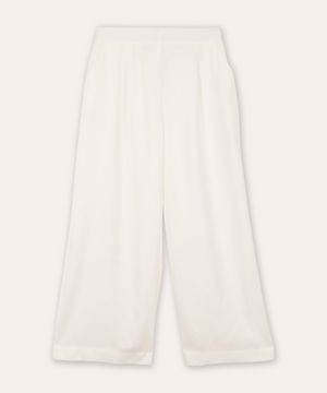 calça wide leg juvenil de alfaiataria off white