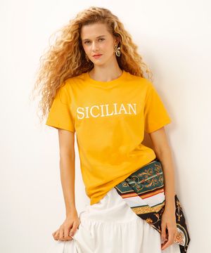 camiseta oversized de algodão sicilian - amarelo