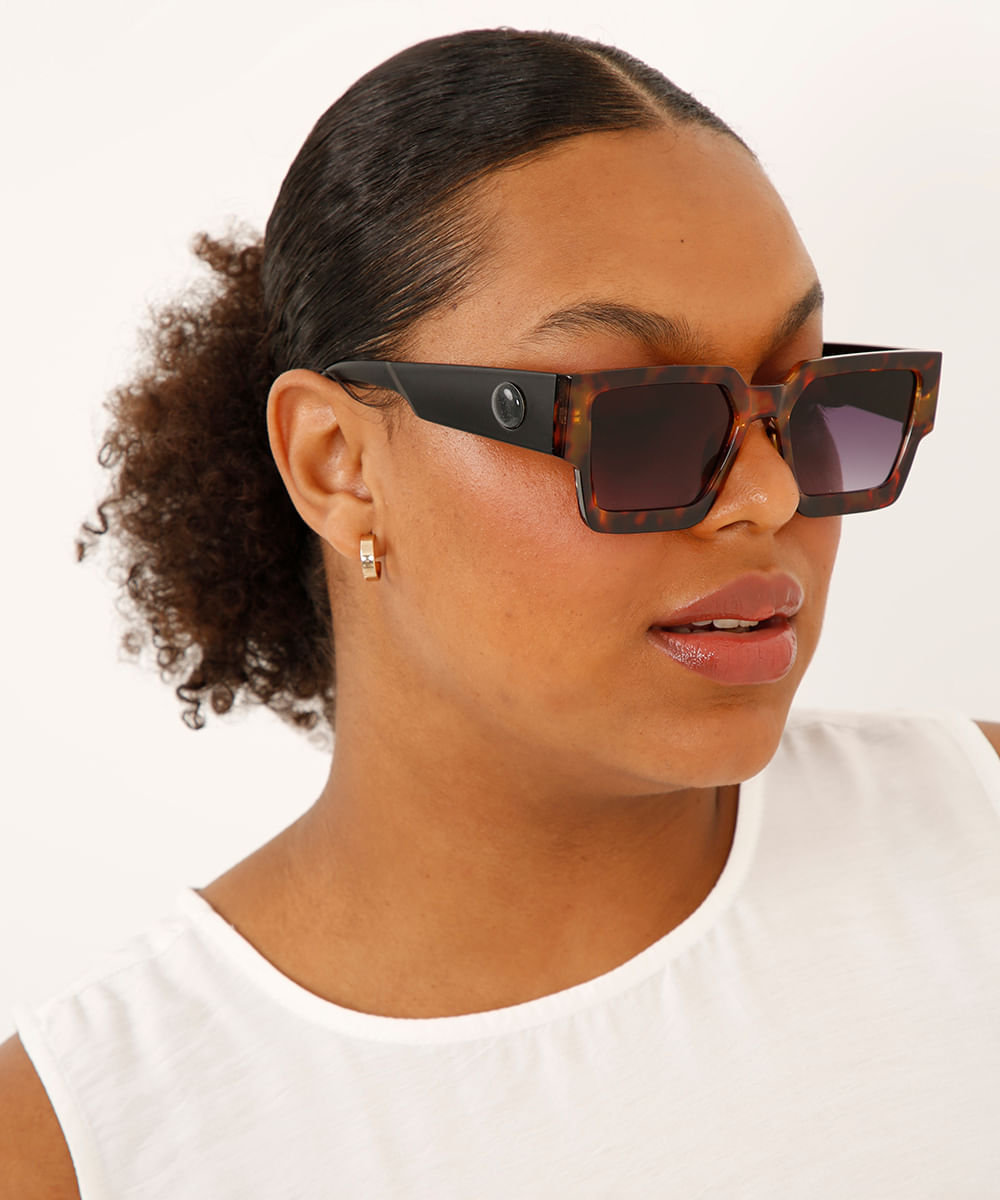 Óculos de sol quadrado tartaruga