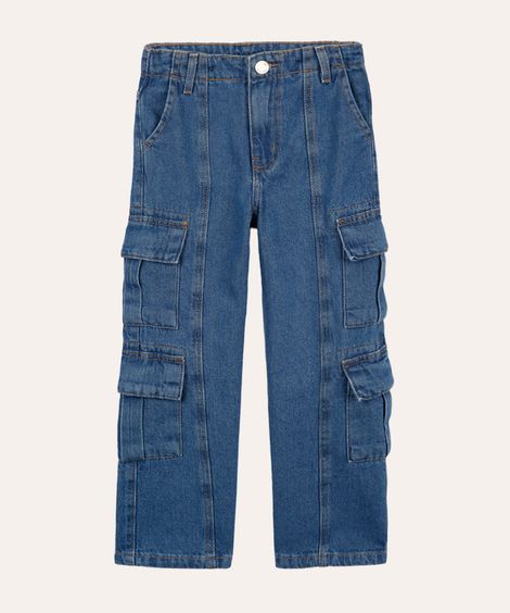calça cargo jeans infantil azul