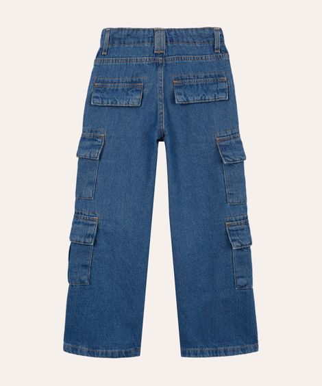 calça cargo jeans infantil azul