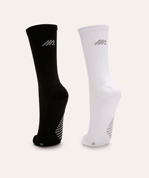kit de 2 meias cano longo esportiva ace colorido