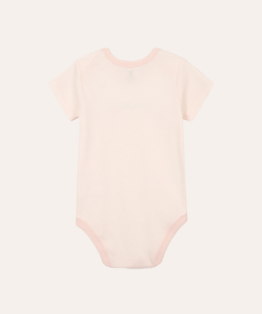 body de algodão infantil gatinhos listrado rosa