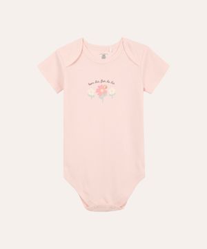 body de algodão infantil bom dia flor do dia rosa