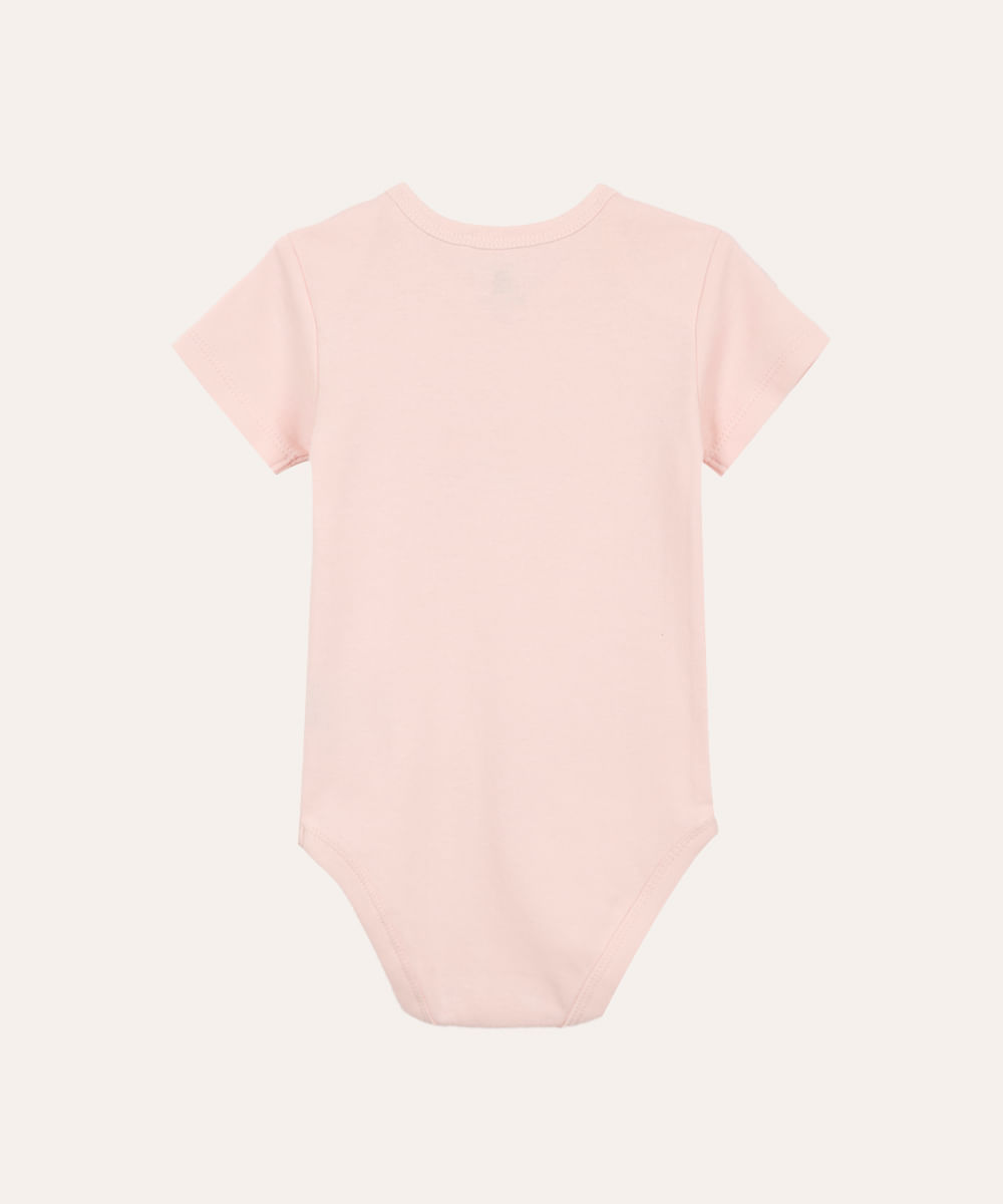 body de algodão infantil bom dia flor do dia rosa