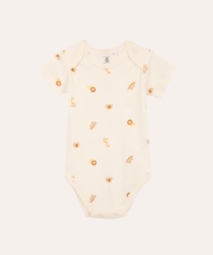 body de algodão infantil bichinhos off white