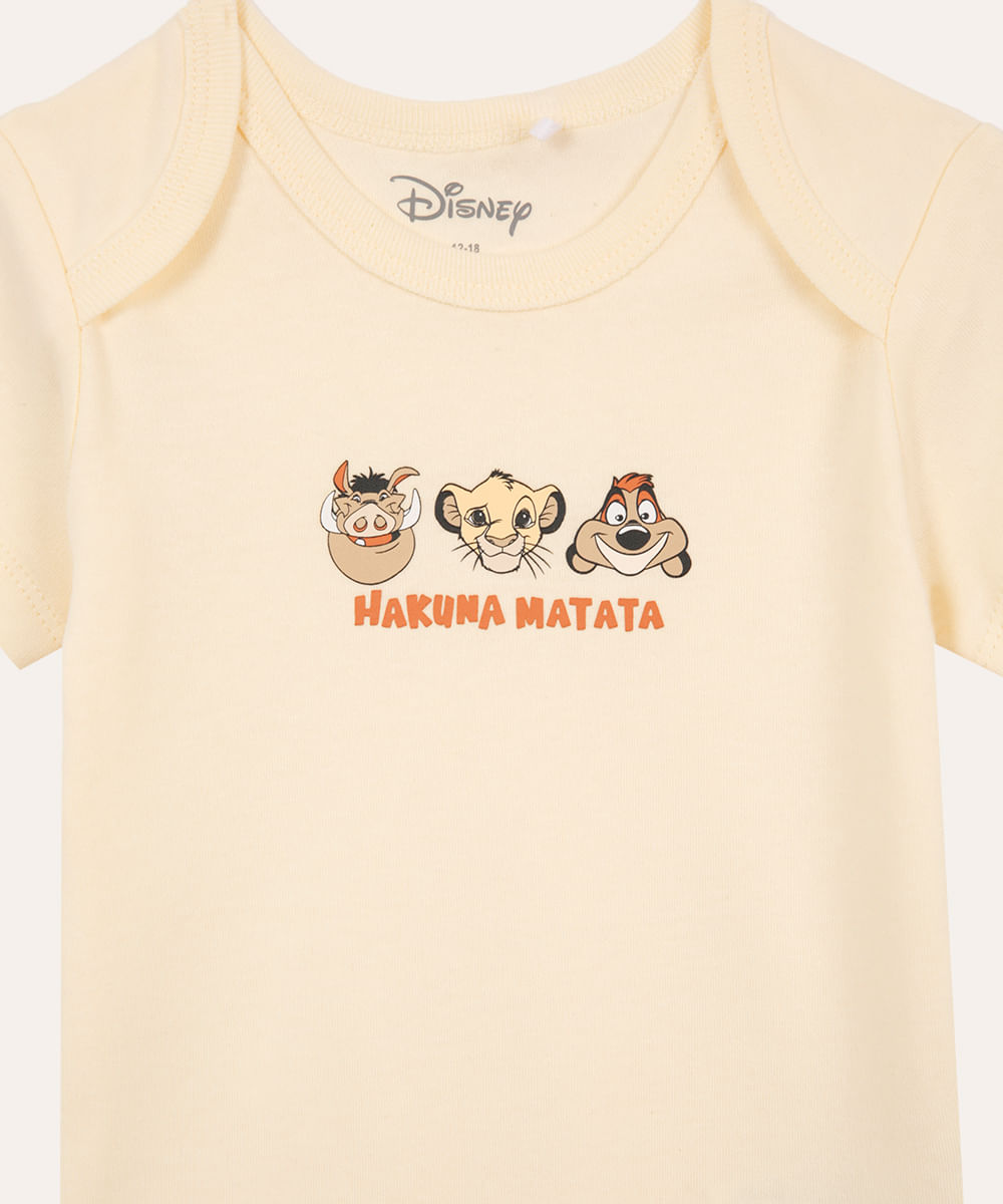 body de algodão infantil hakuna matata amarelo