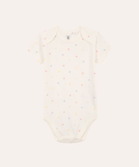 body de algodão infantil coração off white