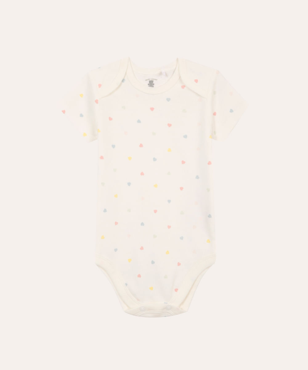 body de algodão infantil coração off white