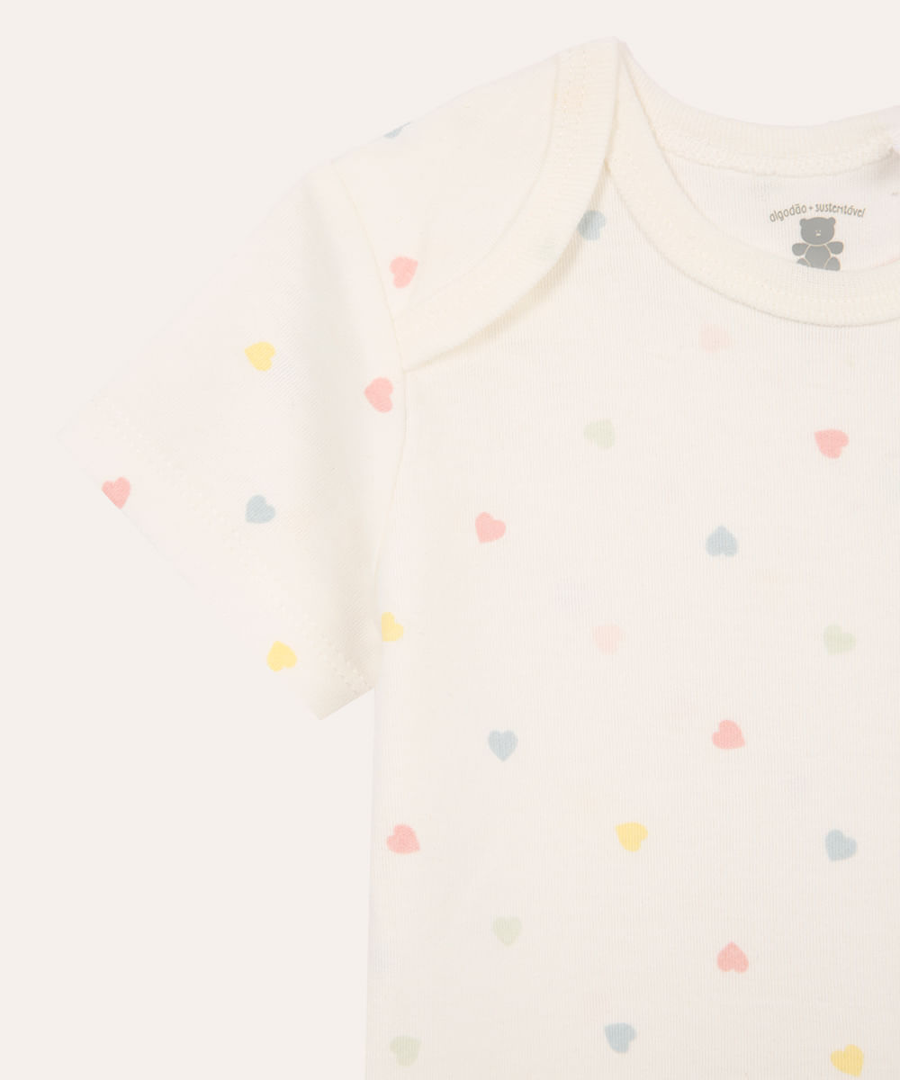 body de algodão infantil coração off white