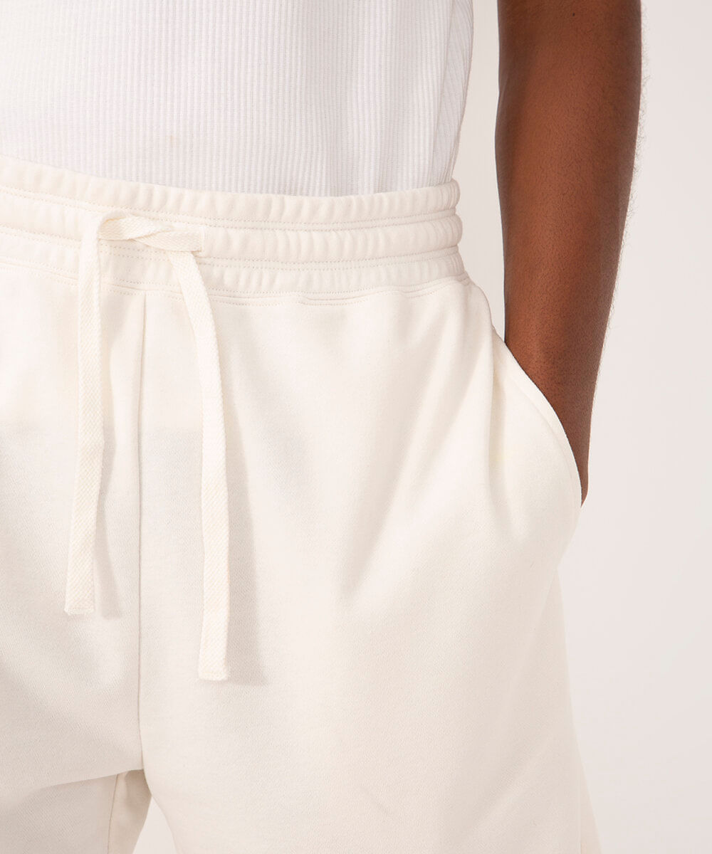 bermuda de moletom cós com cordão off white