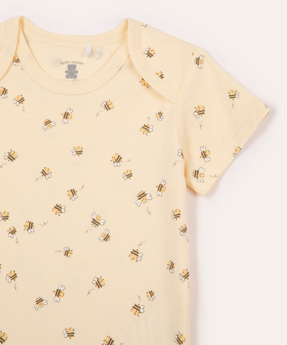 body de algodão infantil abelhinhas amarelo