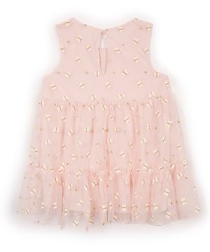 vestido de tule infantil borboleta com brilho rosa