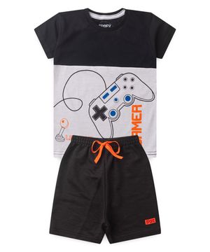 Conjunto Infantil Menino Bicolor Gamer Lolita Preto e Branco