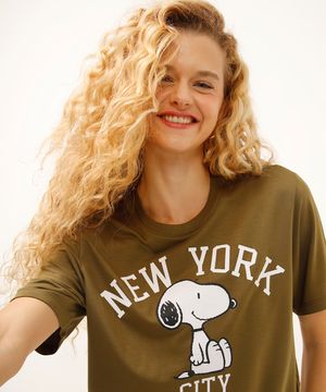 cropped de viscose snoopy com amarração verde