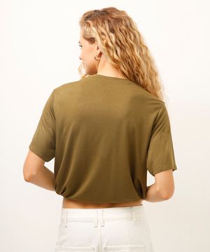 cropped de viscose snoopy com amarração verde