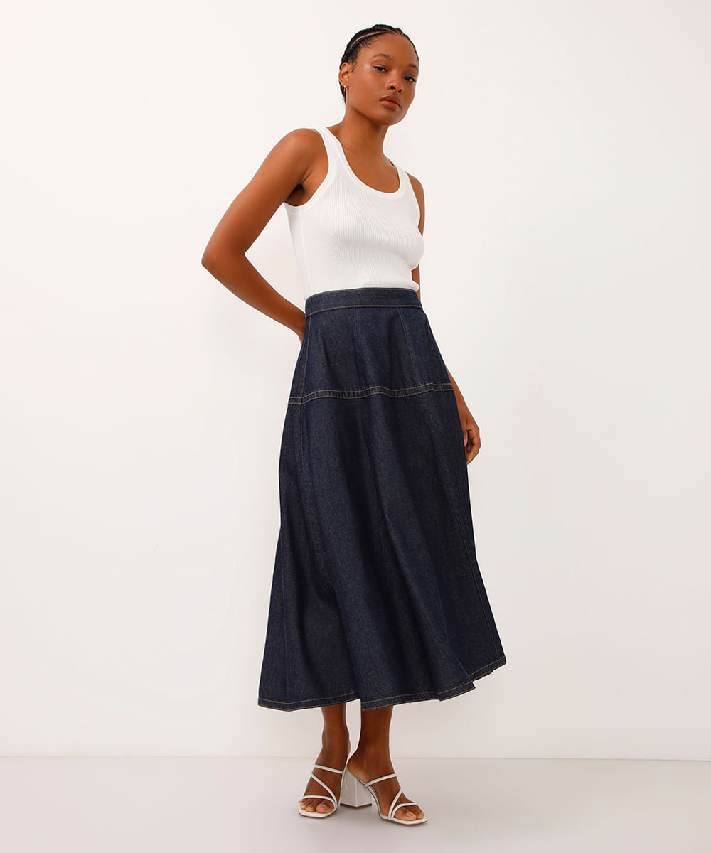 Saia Jeans Longa Marisa Saia De Couro Fenda Marisa Saia Midi Lojas