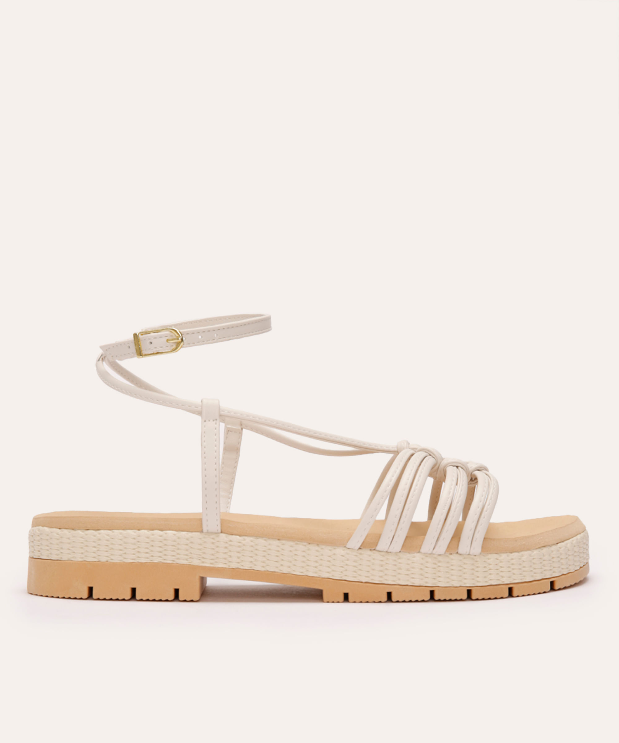 rasteirinha flatform texturizada branca