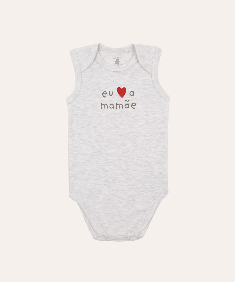 body de algodão infantil eu amo a mamãe cinza