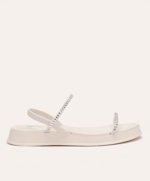 rasteirinha flatform via uno tiras com brilhos off white