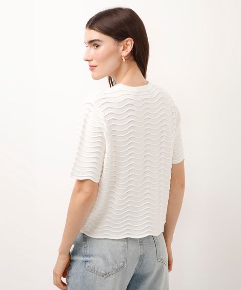 blusa de tricot texturizada off white