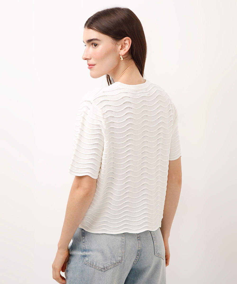 blusa de tricot texturizada off white