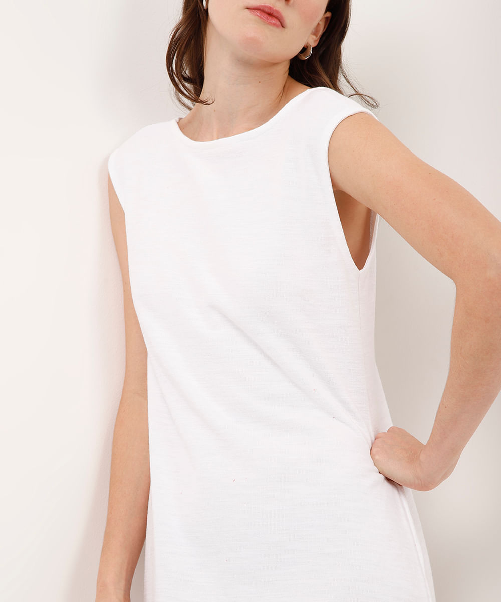 vestido longo de algodão com fendas off white