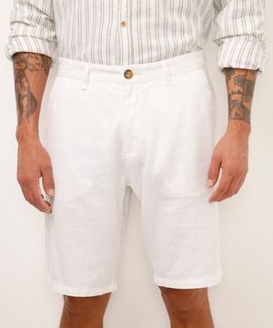 bermuda reta com linho - off white