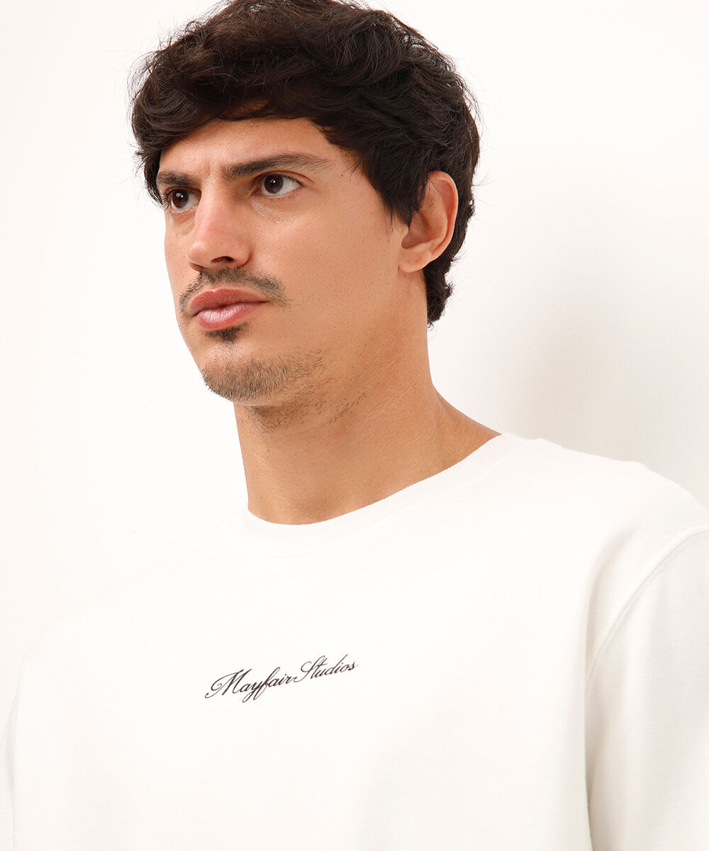 camiseta de algodão mayfair studios off white