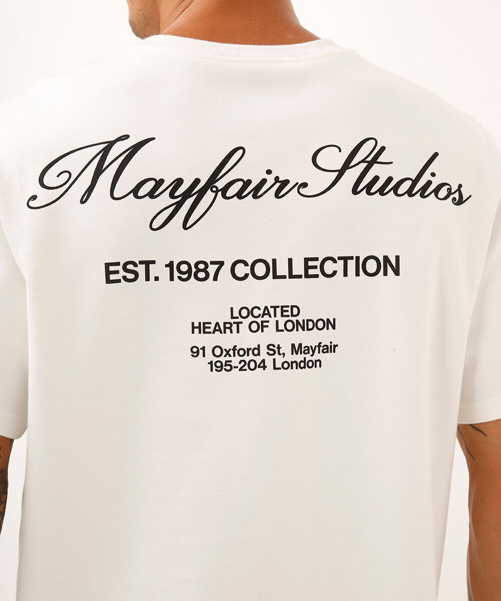 camiseta de algodão mayfair studios off white