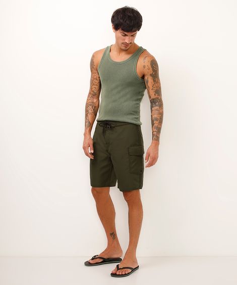 short boardshort cargo verde