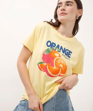 camiseta de algodão orange amarela