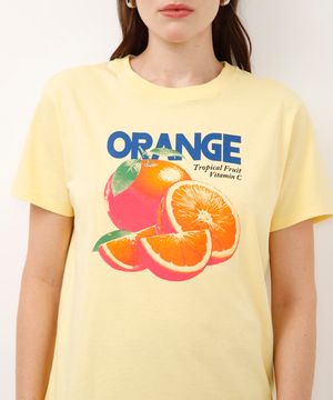 camiseta de algodão orange amarela