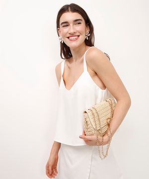 regata de viscose decote v off white