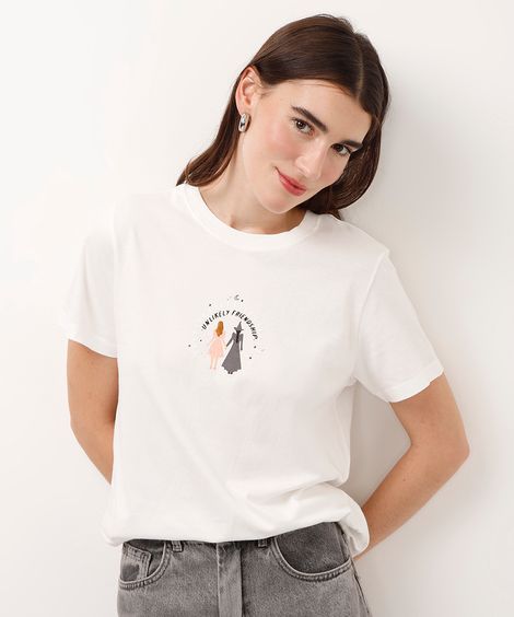 camiseta de algodão unlikely friendship wicked off white