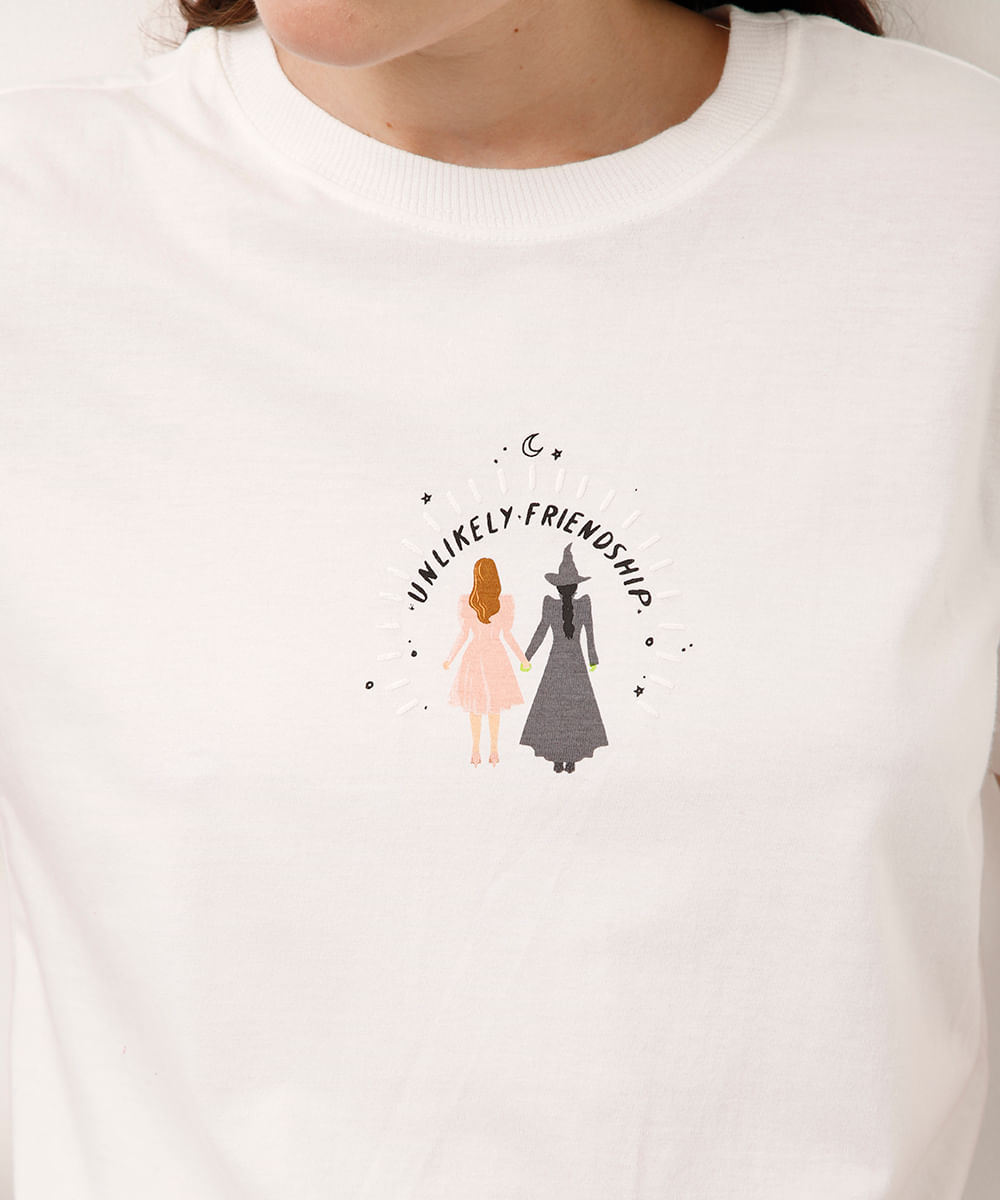 camiseta de algodão unlikely friendship wicked off white
