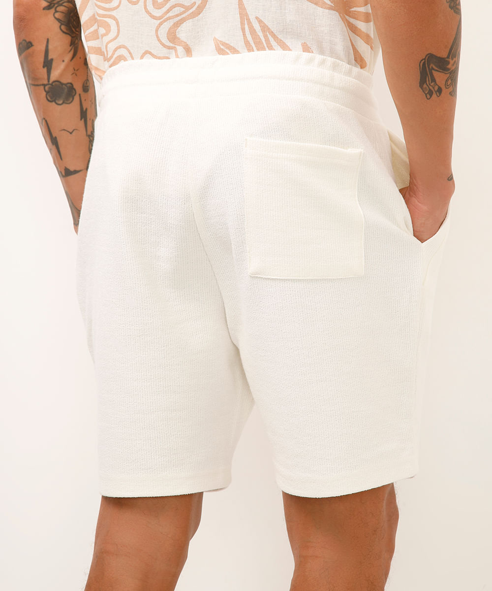 bermuda relaxed de algodão texturizada branca