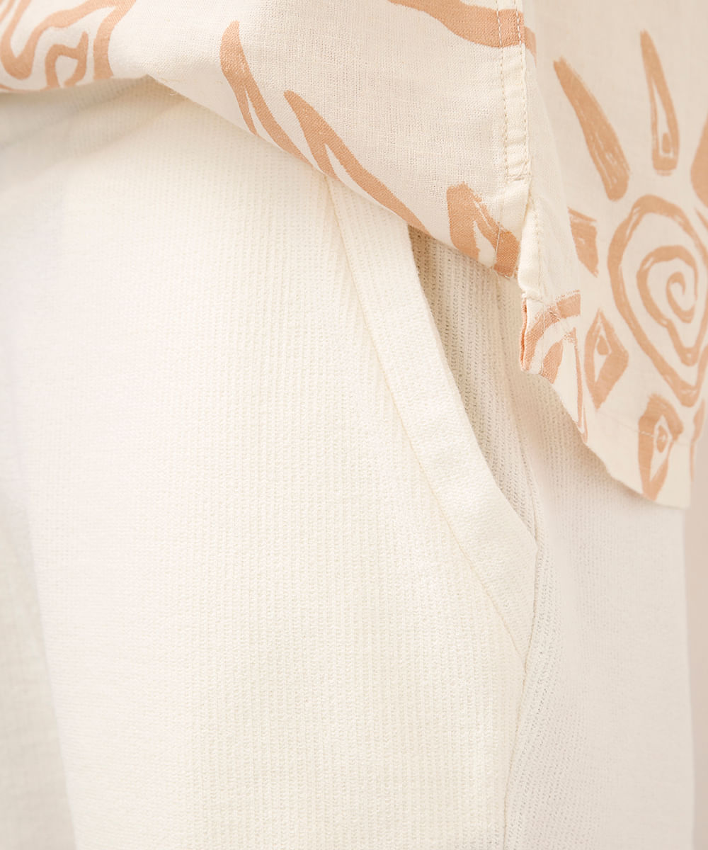 bermuda relaxed de algodão texturizada branca